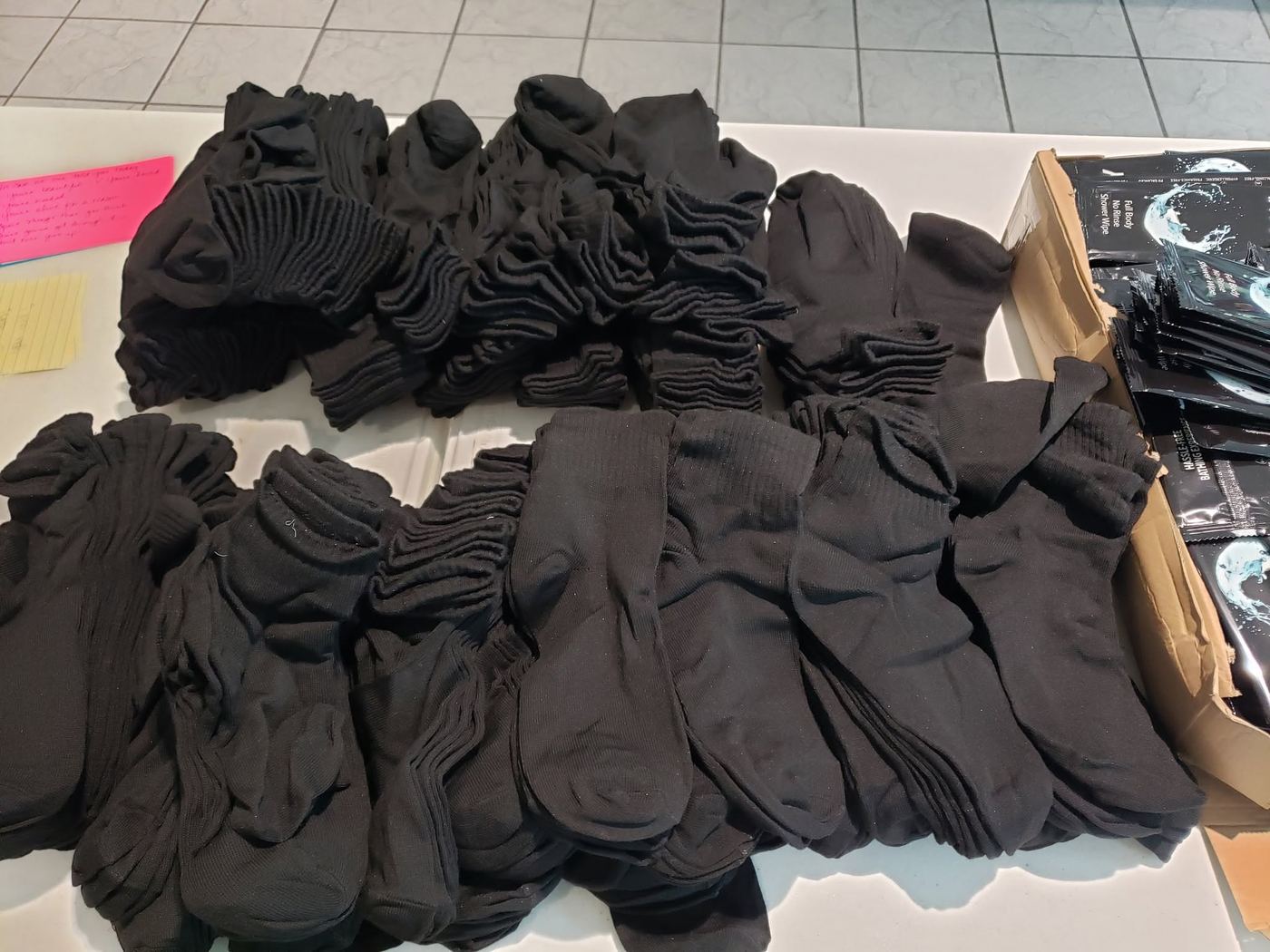 Socks and body wipes for outreach