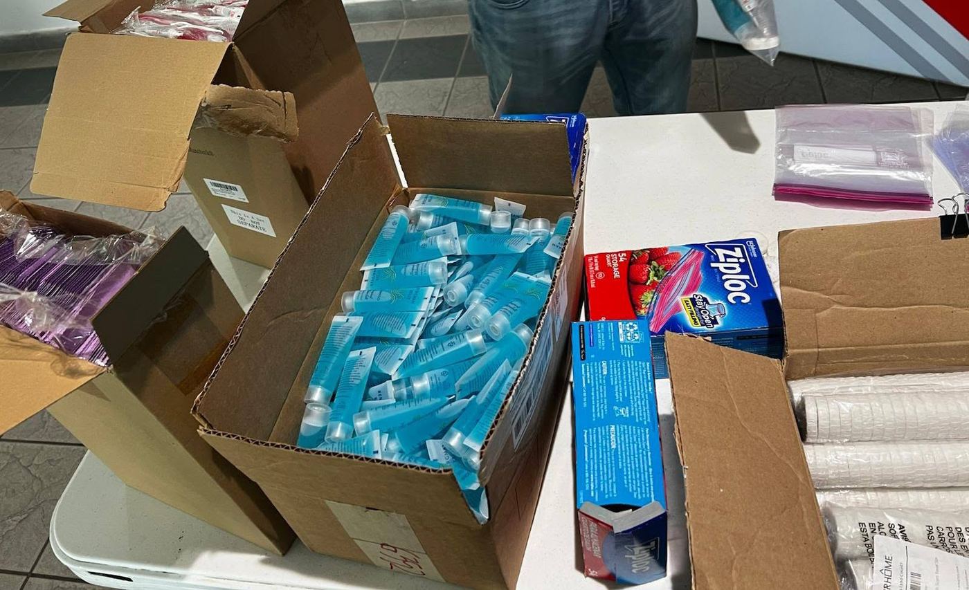 Hygiene supplies being organized for FFF outreach