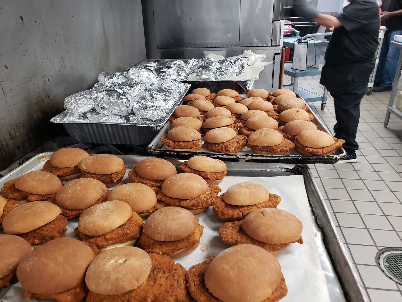 Prepared sandwiches ready for community outreach